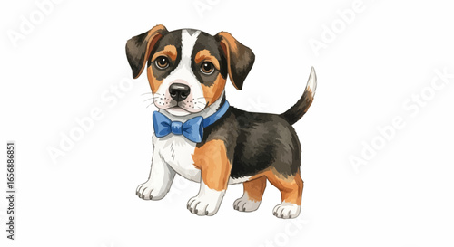 Watercolor dog illustration “Buddy” pet portrait isolated on white background