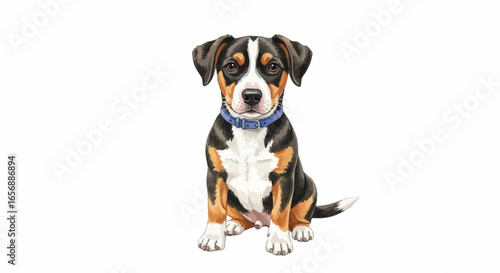 Watercolor dog illustration “Buddy” pet portrait isolated on white background