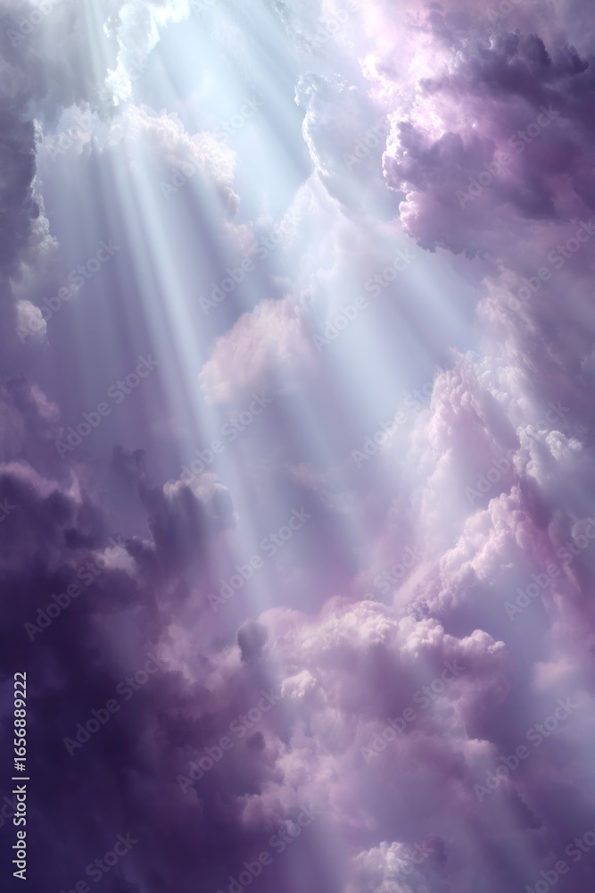 Fototapeta premium Radiant light rays piercing through dramatic clouds