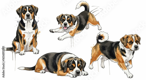 Watercolor dog illustration “Max” pet portrait isolated on white background