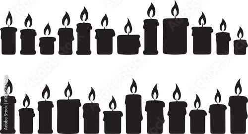 Candle Silhouette Vector Art Collection Burning Flame Light Illustrations