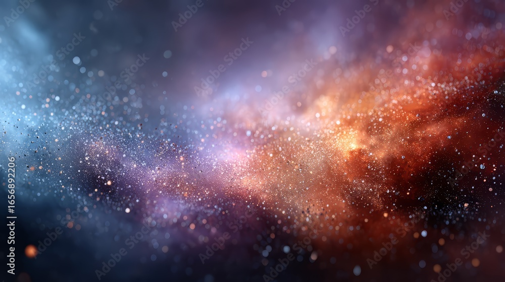 Naklejka premium Colorful galaxy with a blue background and orange and red swirls. The galaxy is filled with stars and dust