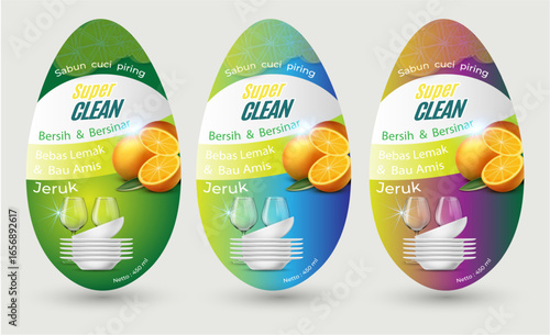 Oval Dishwashing Soap Packaging Sticker