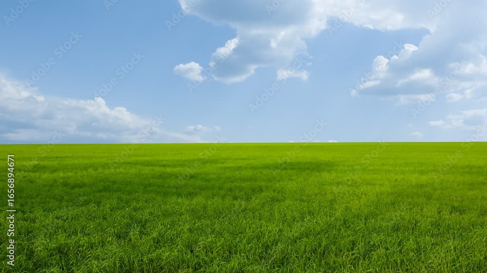 wide green rural field under cloudy sky time lapse scene wide green rural field under cloudy sky time lapse scene