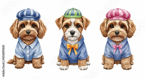 Watercolor dog illustration “Ginger” pet portrait isolated on white background