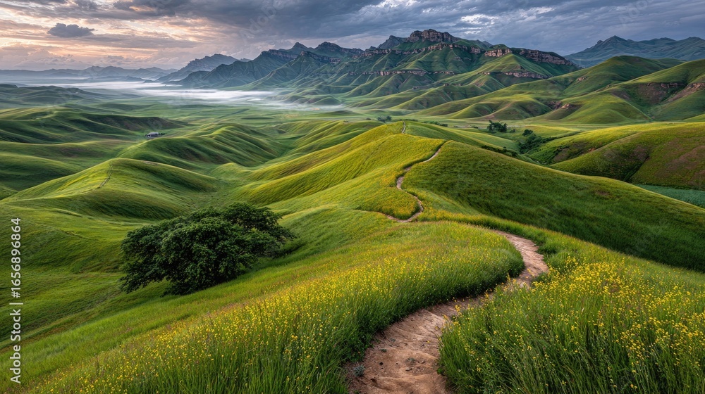 Obraz premium Rolling Green Hills Landscape