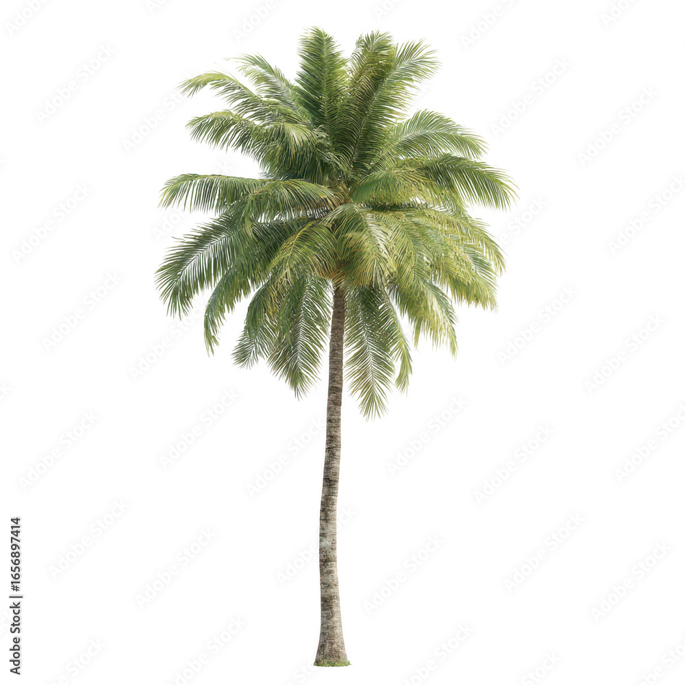 Fototapeta premium Palm tree with fronds isolated on transparent background