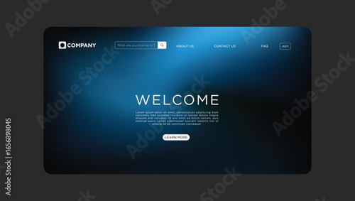 Modern website template with welcome message for corporate startup landing page design