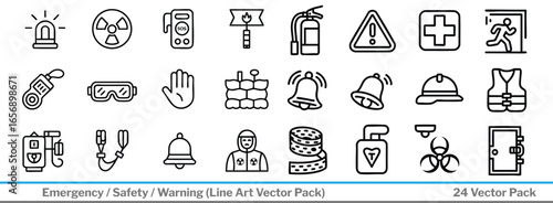 Emergency safety hazard icons for workplace and public health awareness outline style