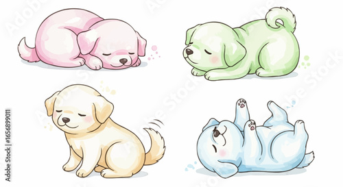 Watercolor dog illustration “Mochi” pet portrait isolated on white background