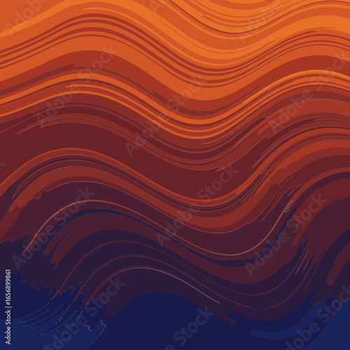Abstract wavy lines with gradient colors in warm and cool tones. Dynamic design element with a flowing, organic pattern. Abstract design element for general use -