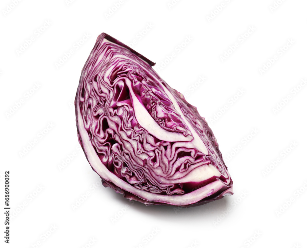Obraz premium One piece of fresh red cabbage isolated on white