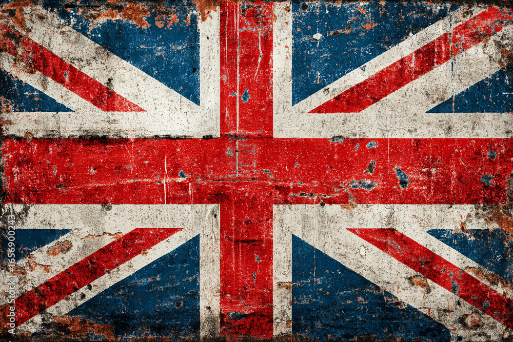 Fototapeta premium Grunge textured Union Jack flag with distressed vintage effect.