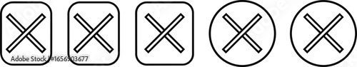 Close icon, cancel button, error symbol, reject sign, delete mark, stop symbol, user interface design