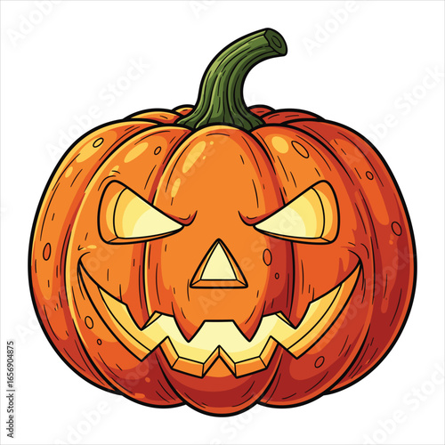 Vector art of cartoon jackolantern with a spooky grin