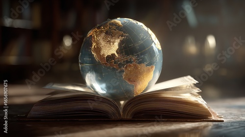 The luminous globe atop an open book ignites a passion for global discovery and timeless knowledge