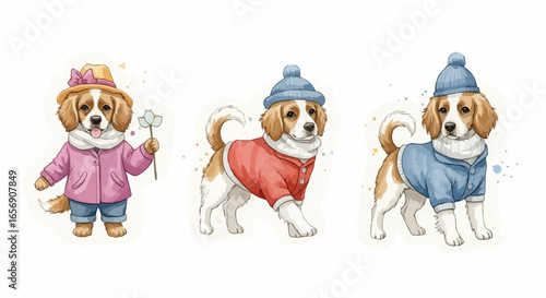 Watercolor dog illustration “Bubbles” pet portrait isolated on white background