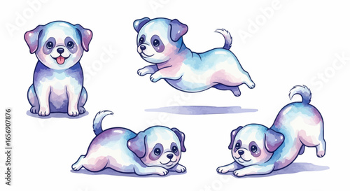 Watercolor dog illustration “Bubbles” pet portrait isolated on white background