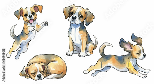 Watercolor dog illustration “Bubbles” pet portrait isolated on white background
