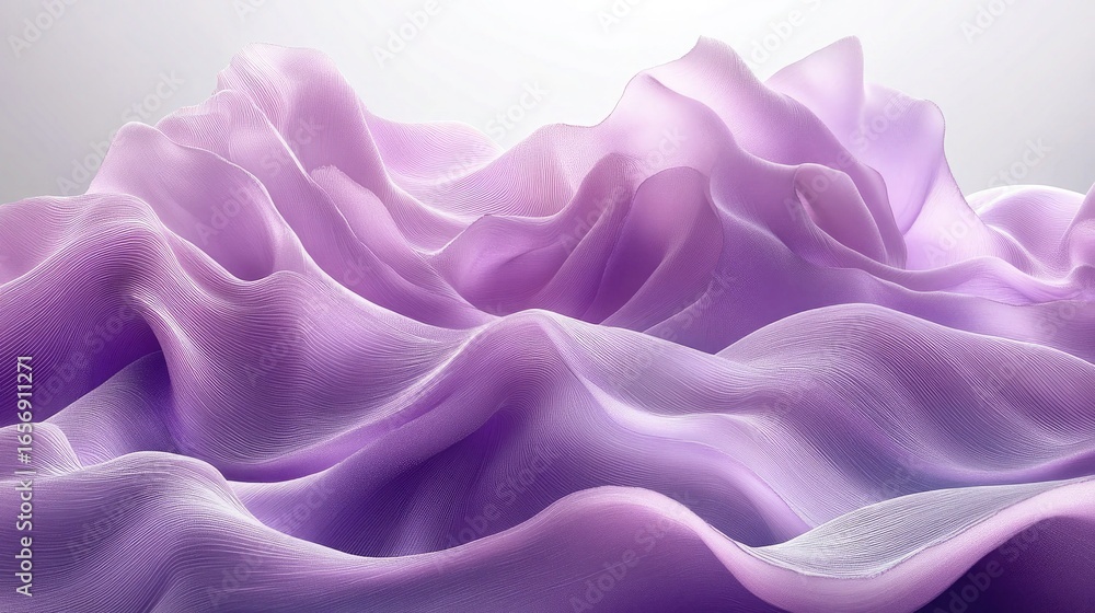 Obraz premium Light purple fabric folds, with soft rippling textures. Use as a background for fashion, beauty, or design projects.