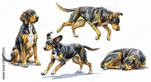 Watercolor dog illustration “Gunner” pet portrait isolated on white background