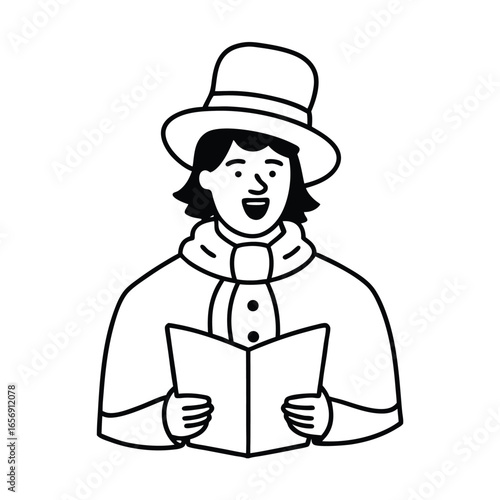 A Christmas caroler on a white background vector illustration