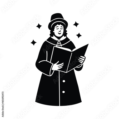 A Christmas caroler on a white background vector illustration