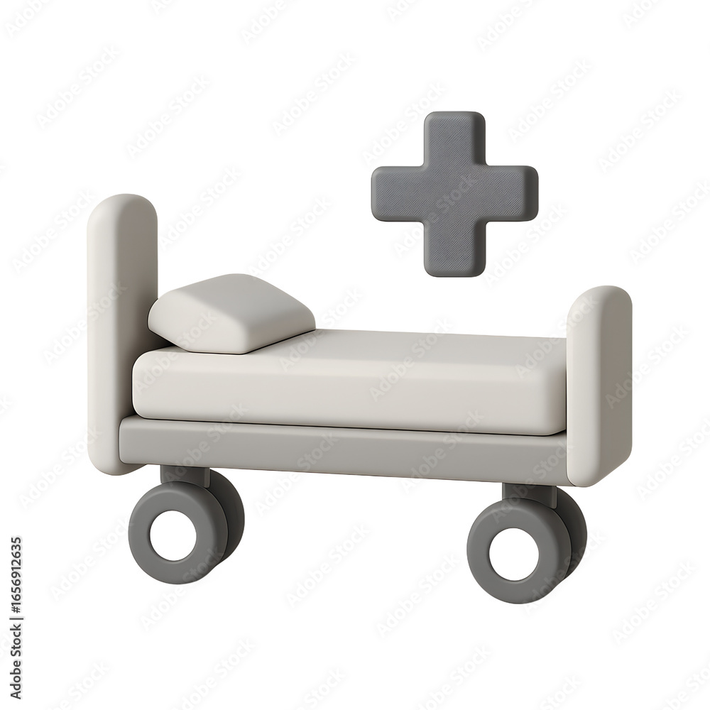 Fototapeta premium Hospital Bed Illustration Featuring Medical Symbol for Healthcare Facilities and Services Depicting Patient Care