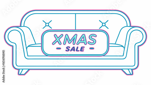Vector illustration of a stylish sofa with a Christmas sale banner in a contemporary design