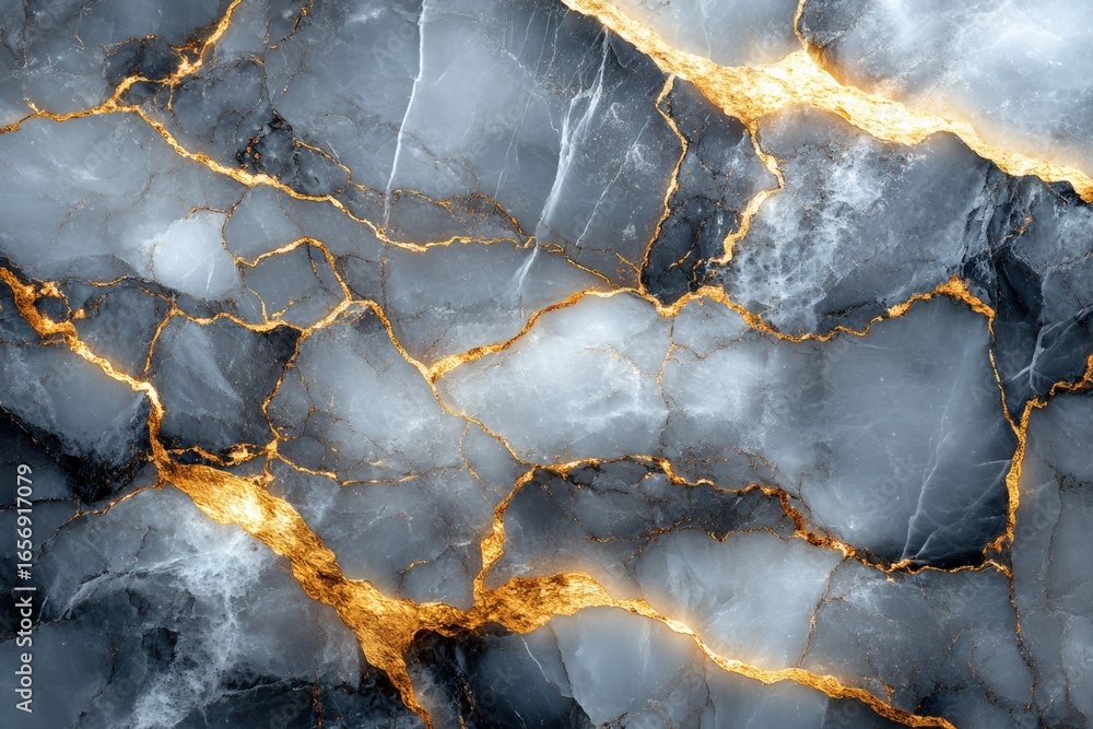 Fototapeta premium Dynamic golden veins on dark marble texture abstract high contrast modern design perspective for stunning visuals