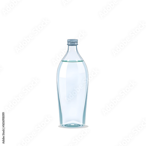 Clear water bottle isolated on white background