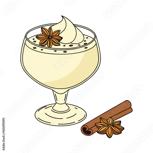 A glass of eggnog on a white background vector illustration