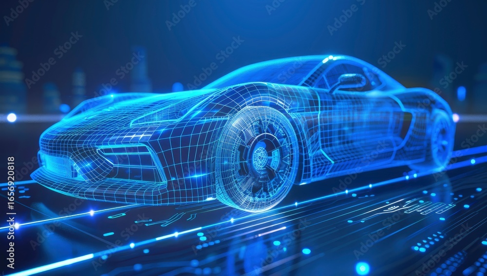 Naklejka premium Cybernetic Velocity The Dawn of Autonomous Driving