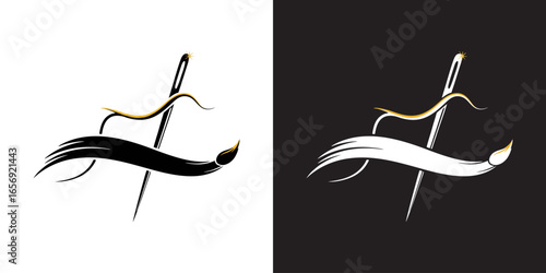 The Niddle Logo Vector. Brushes in the needles and thread Logo . Tailor Brand Logo.