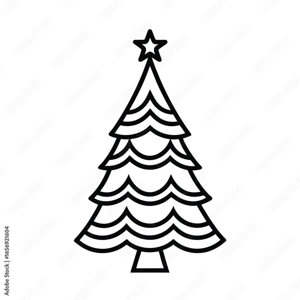 Obraz premium A festive Christmas tree icon in a flat style vector illustration