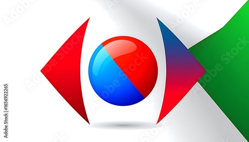 Colorful geometric design with a circle and arrows. Free Download Colorful geometric design with a circle and arrows. - GFXLoad