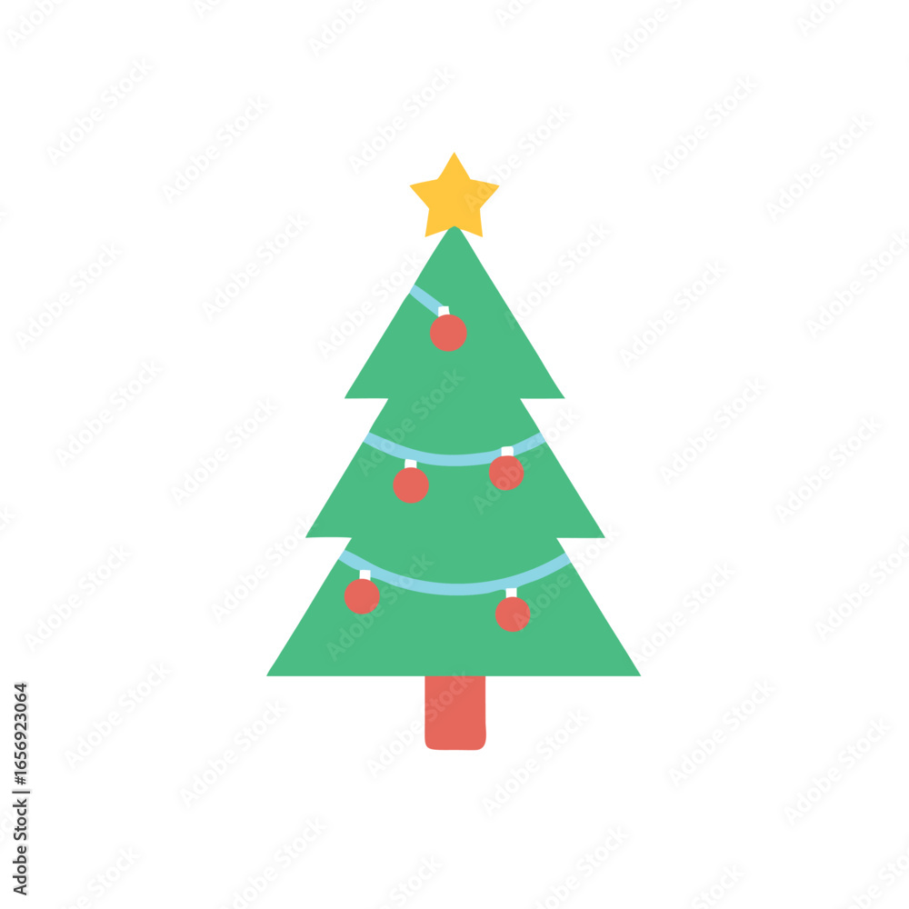 A festive Christmas tree icon in a flat style vector illustration A festive Christmas tree icon in a flat style vector illustration