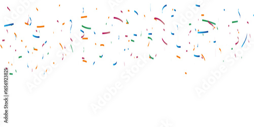 Multicolored confetti falls from the sky. confetti, serpentine, tinsel on a transparent background. Holiday, birthday.