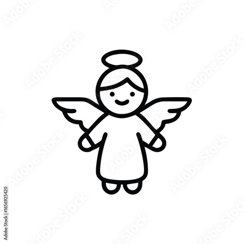 A kid in a Christmas angel costume on a white background vector illustration