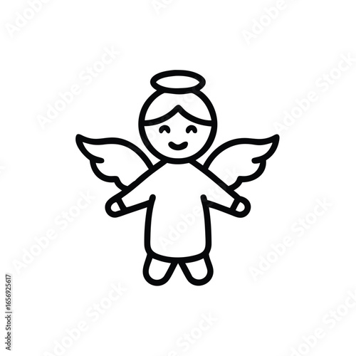 A cute kid dressed as a Christmas angel on a white background vector illustration
