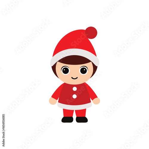A child in a festive Santa costume on a white background vector illustration