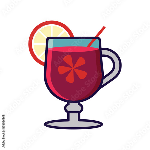 A warm glass of mulled wine vector illustration