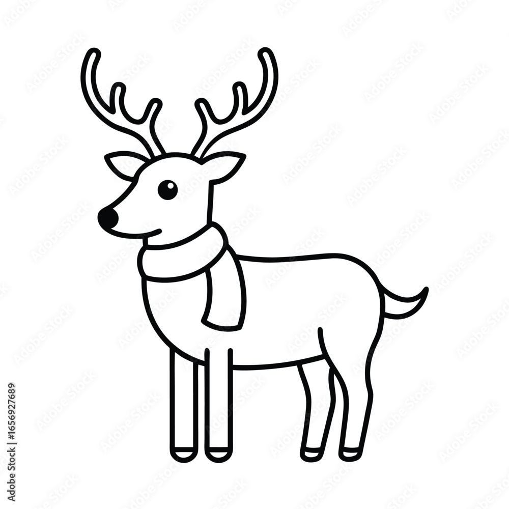 A simple illustration of a reindeer with a scarf on a white background vector illustration A simple illustration of a reindeer with a scarf on a white background vector illustration