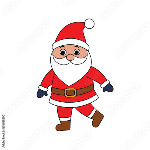 Santa Claus in a walking pose on a white background vector illustration