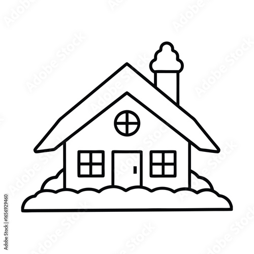 A house in the snow on a white background vector illustration