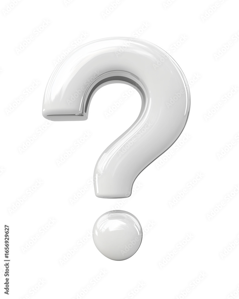 Naklejka premium A white question mark with a small circle in the middle