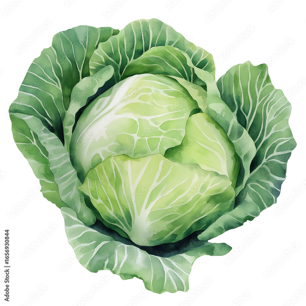 Fototapeta premium Cabbage Vegetable Watercolor Clipart PNG