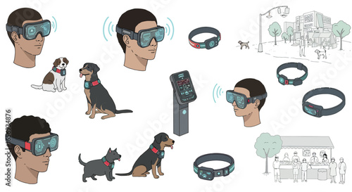 Augmented reality glasses and smart pet collars in urban setting