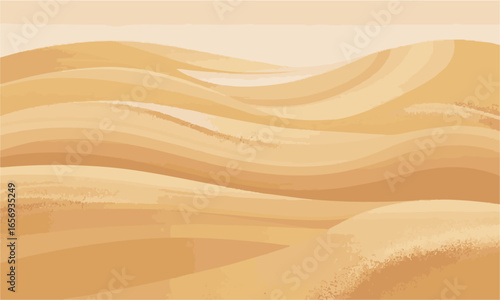 Seamless Realistic Sand Texture with Wavy Dune Pattern and Grain Effect Vector, Vector coastal beach sand waves, easily editable and scalable,