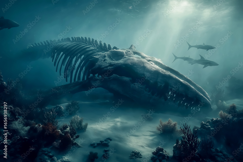 Fototapeta premium 失われた巨獣―静寂の海に漂う骨